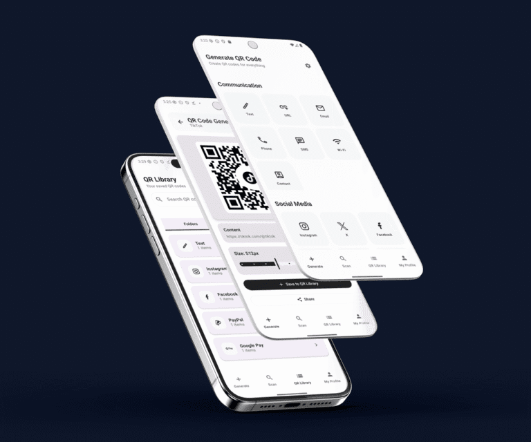 Multiple smartphone screens displaying various apps and user interfaces. The screens are overlapping.