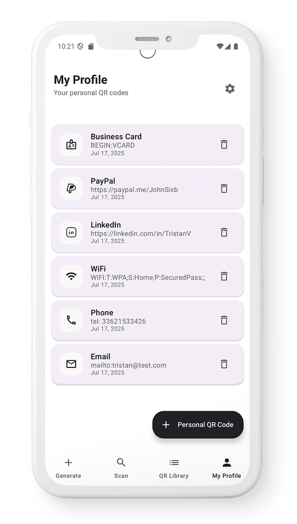 A mobile phone displaying profile settings options