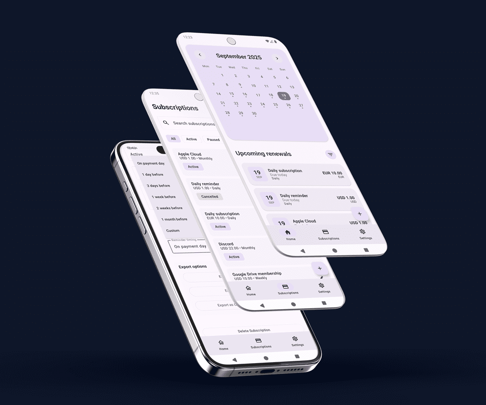 Smartphones with app interfaces on screens
